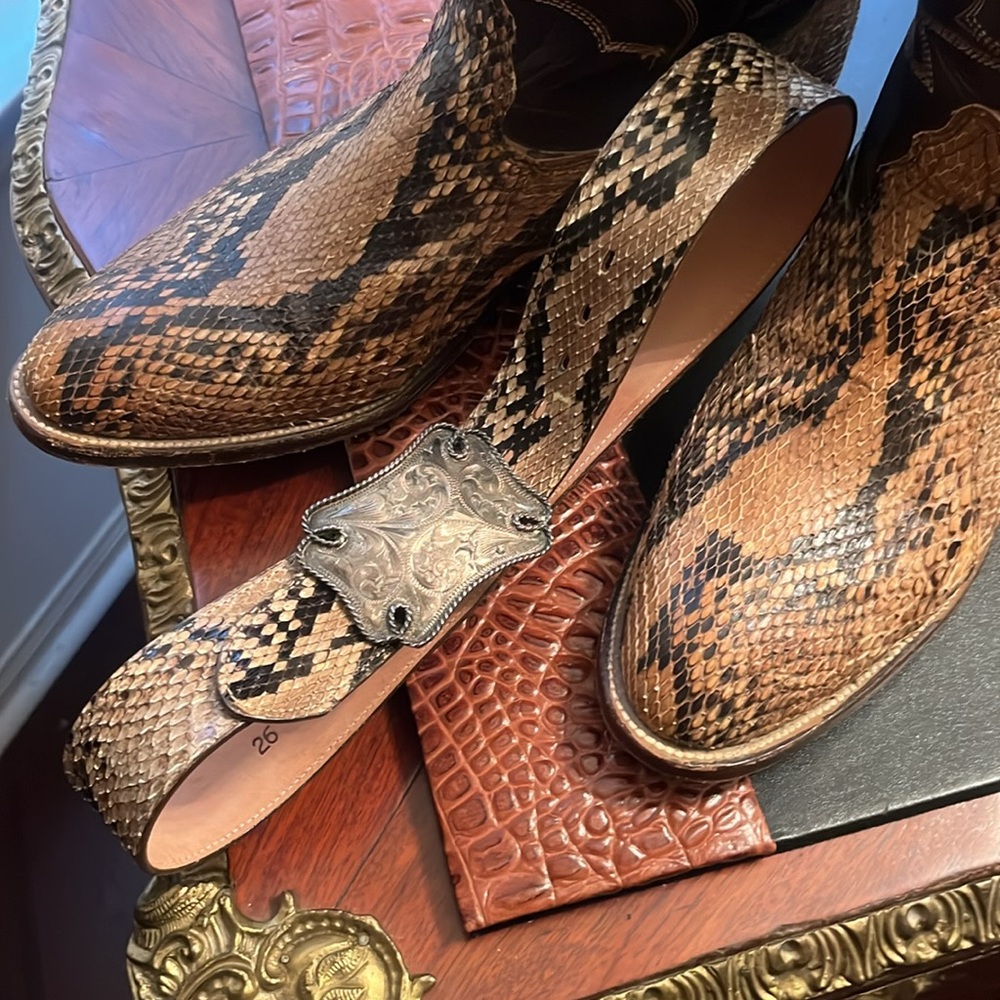 Justin Genuine Python Snake Skin Belt Brand New